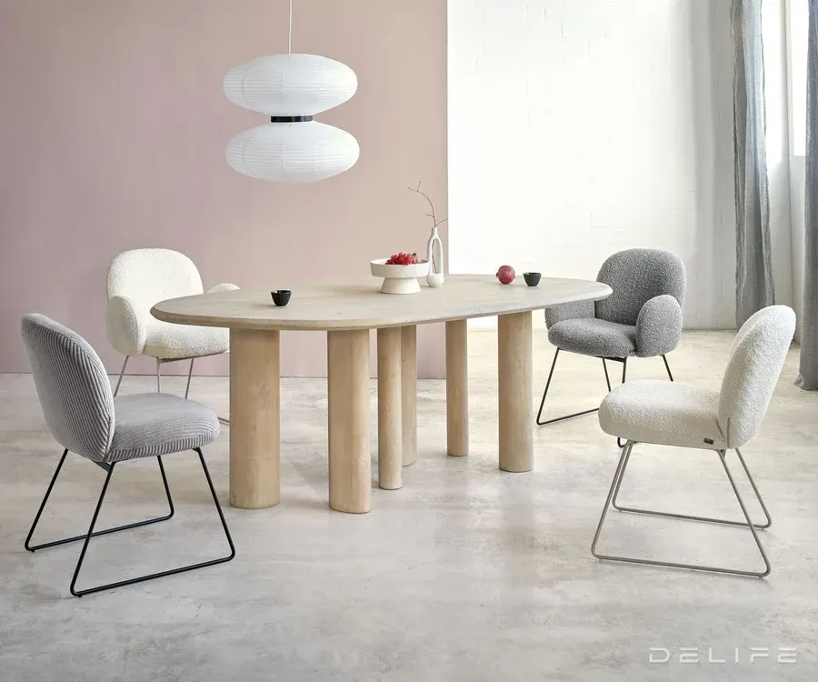 blagovaonska stolica s rukonaslonom nube, materijal: boucle - slika 4