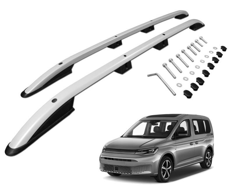uzdužni krovni nosači za vw caddy v maxi - srebrni-crni - slika 3