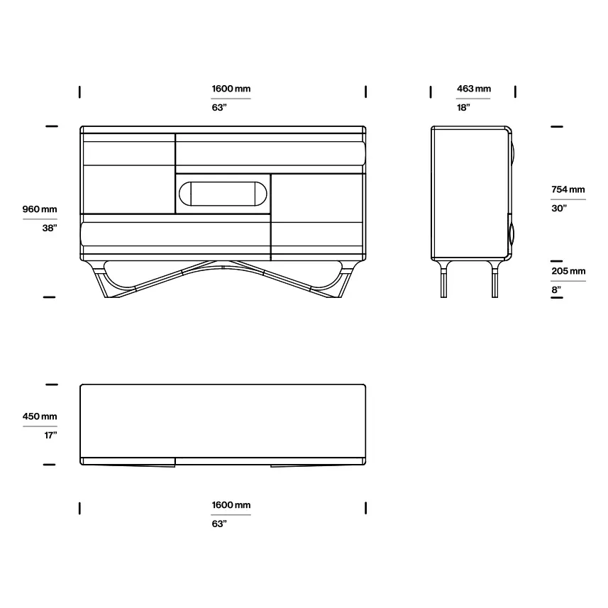 komoda antoni alto 160x96cm, materijal: puno drvo orah - slika 3