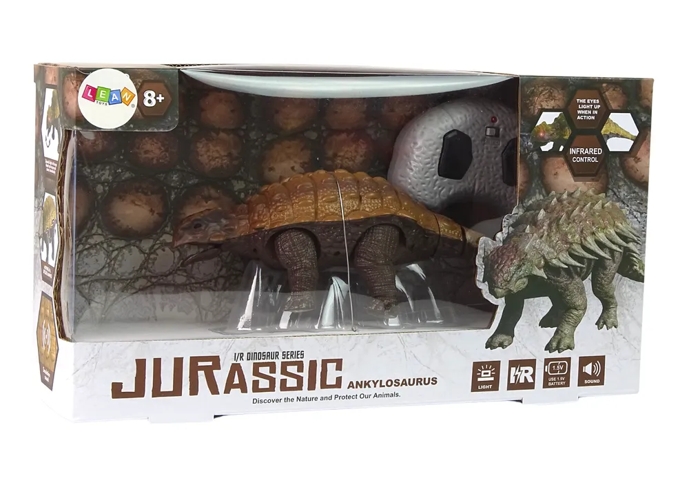 battery dinosaur ankylosaurus remote controlled sound - slika 2