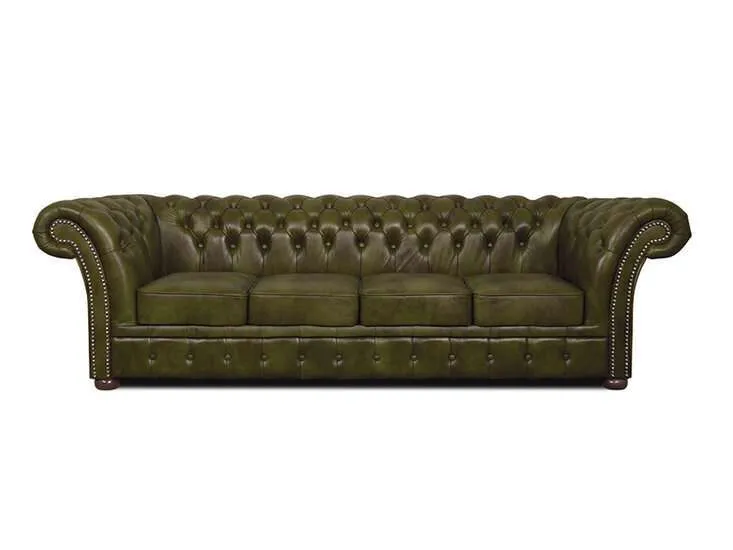 chesterfield garnitura winfield basic leather | 4-sjedišta | green - slika 1