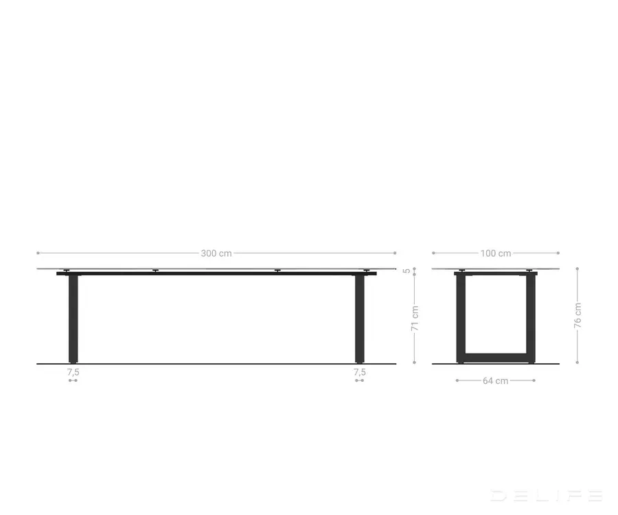 blagovaonski stol edge 300x100cm, materijal: keramika laminam - slika 5