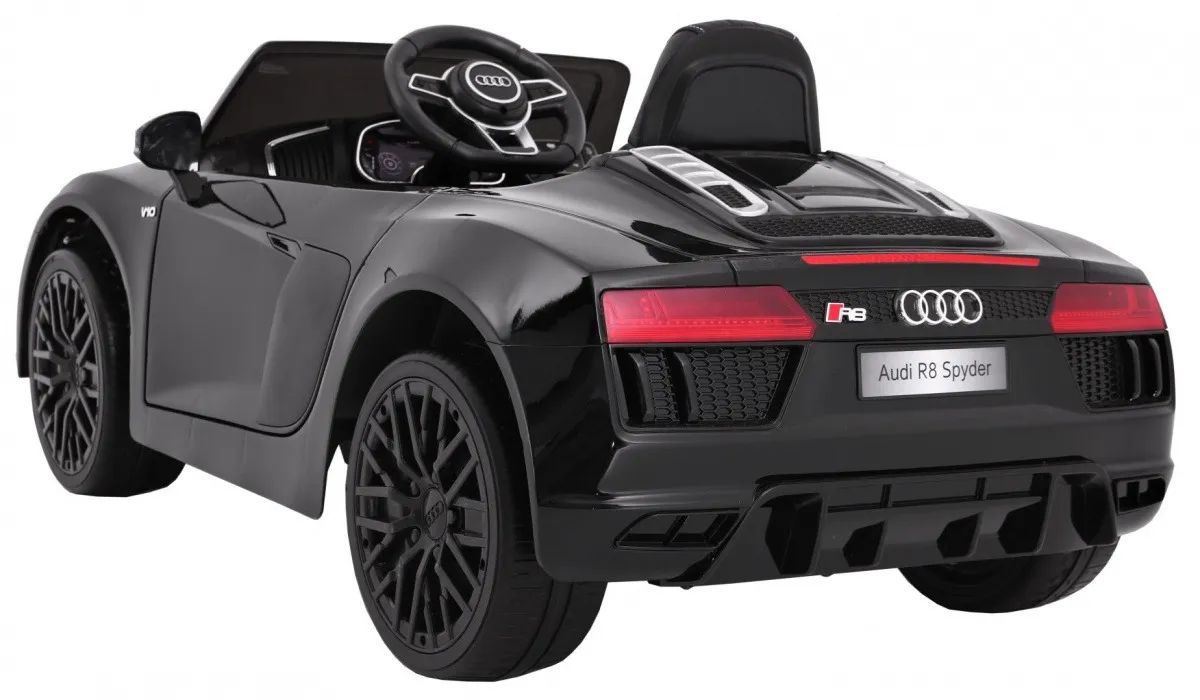 licencirani auto na akumulator audi r8 spyder rs - crni/lakirani - slika 6