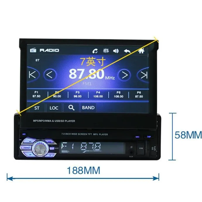 autoradio 1din usb bluetooth na otvaranje touchscreen - slika 5