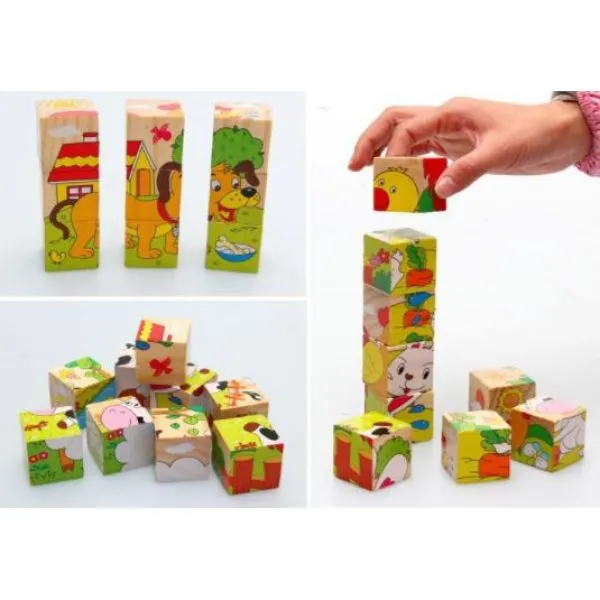 (18 motiva paket) dječje drvene kockice za slaganje - slika 6