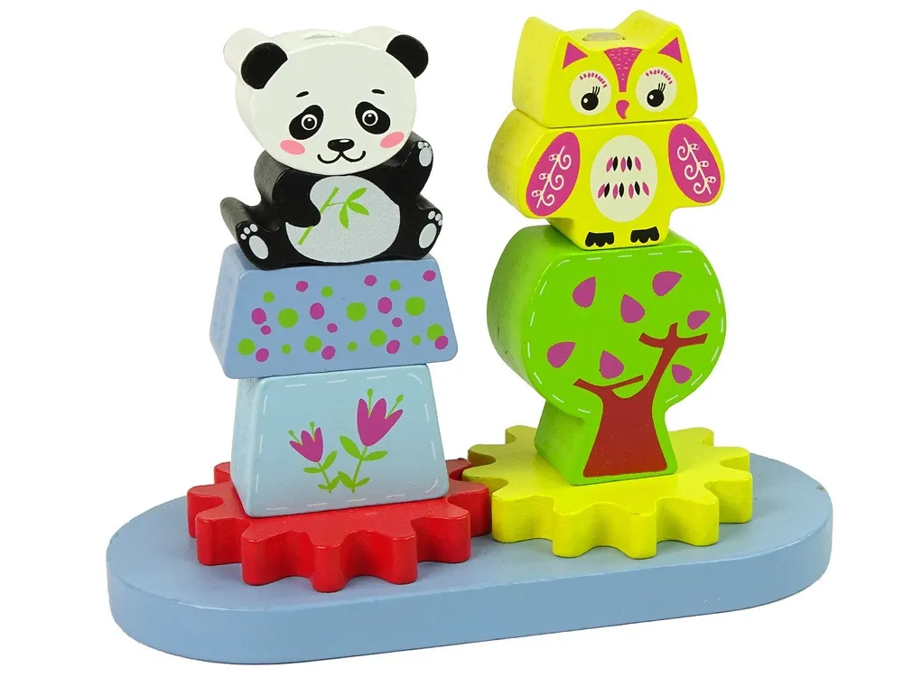 drvena igračka za razvrstavanje - sova i panda - slika 2