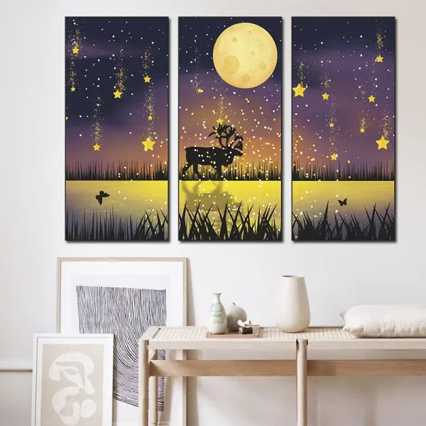 zidna naljepnica u tri dijela deer in the night - slika 2