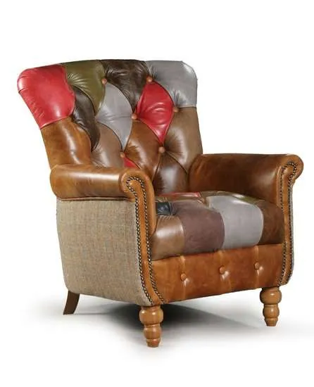 chesterfield harris tweed fotelja azalea patchwork - slika 2