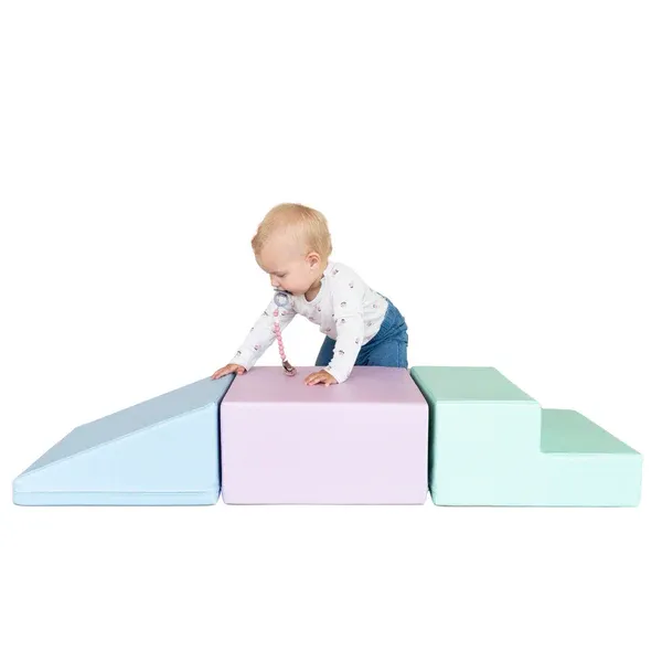 soft play set od 3 pjenastih blokova - mekani pastelni mini penjalica - slika 2