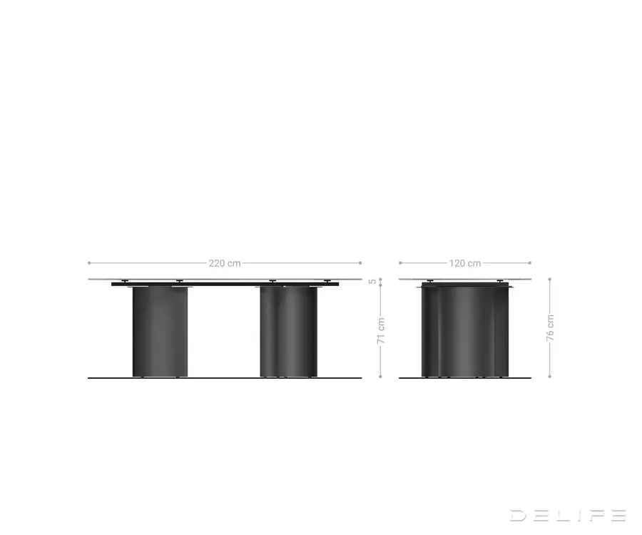 blagovaonski stol edge 220x120cm, materijal: keramika laminam nero - slika 6
