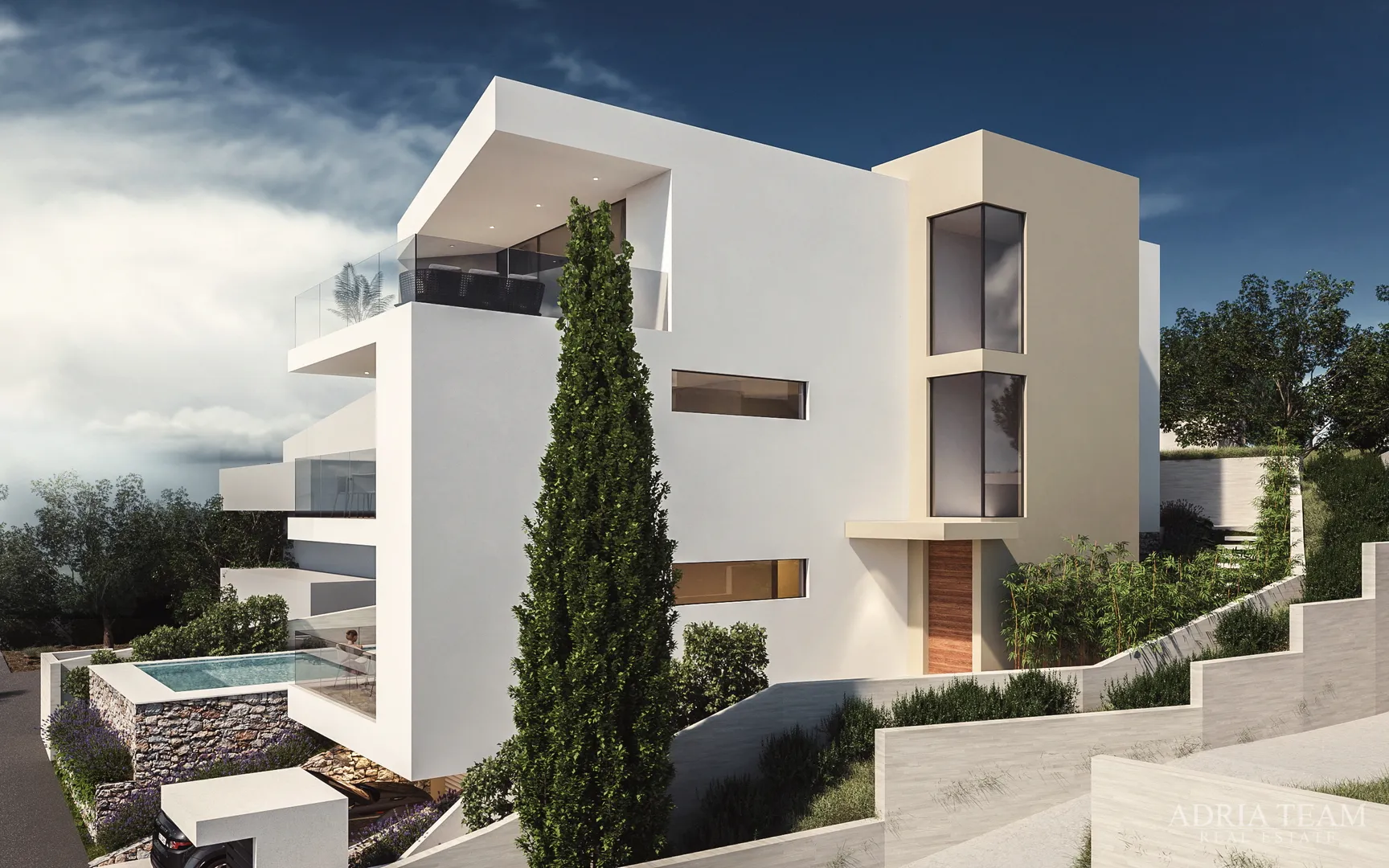 apartmani u vili na brežuljku, pogled na more - rogoznica - slika 3