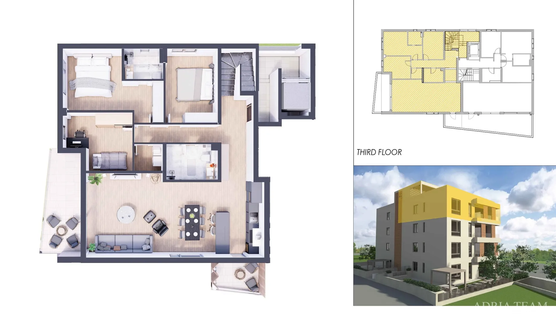 penthouse s krovnim terasama u stambenoj zgradi, novogradnja - vitrenjak, zadar - slika 49