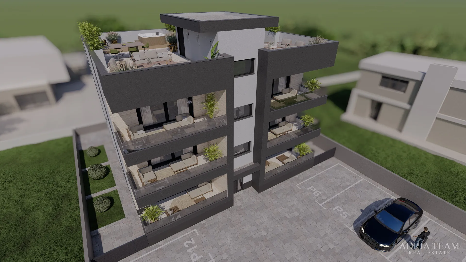 apartmani udaljeni 300 m od plaže, novogradnja, pogled na more - privlaka - slika 9