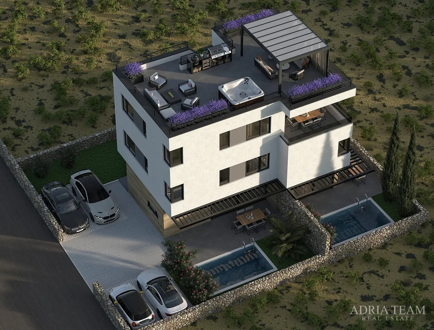 apartmani s bazenom, vrtom i krovnom terasom, novogradnja, prekrasan pogled - mandre, pag - slika 4