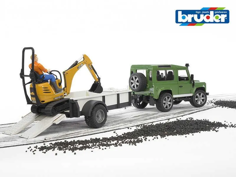 bruder auto land rover + prikolica + jcb micro excavator - slika 2