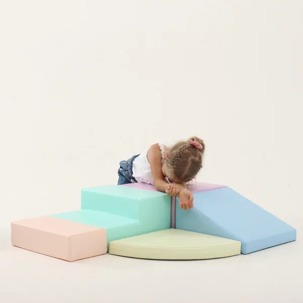 set pjenastih blokova soft play 5-svijetlo pastelna kutna penjalica xl - slika 10