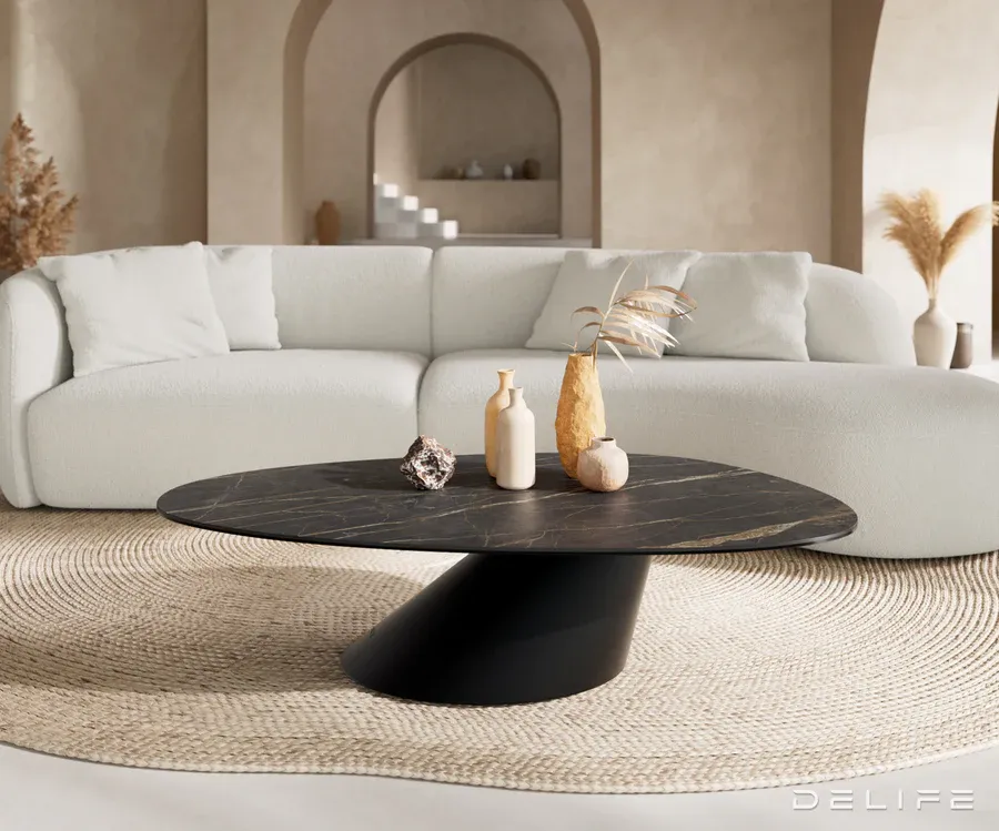 klub stolić edge 140x75cm, materijal: keramika laminam noir desir - slika 2