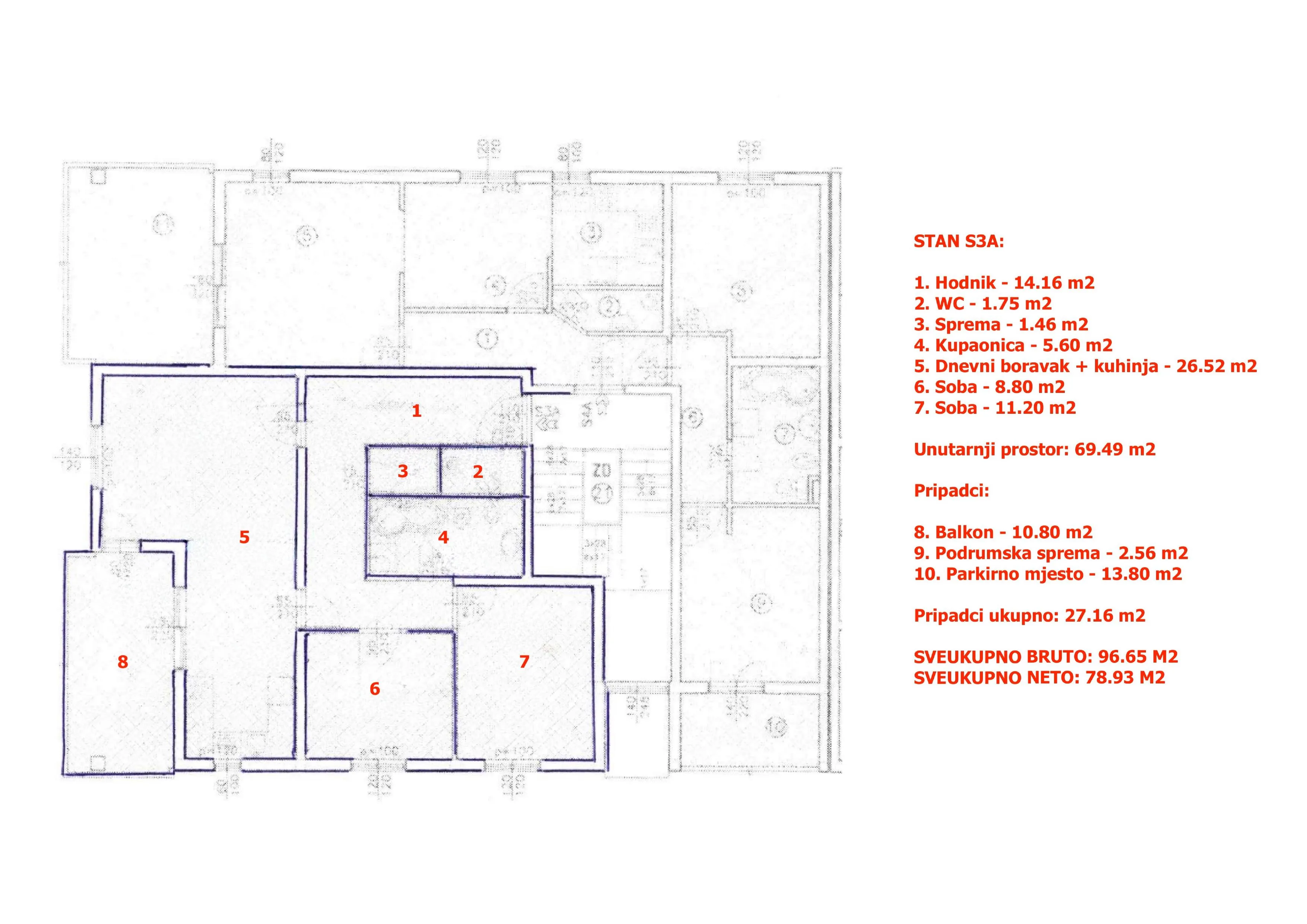 okrug gornji, prvorazredni dvosobni stan s lijepim pogledom na more, 80 m2 - slika 19