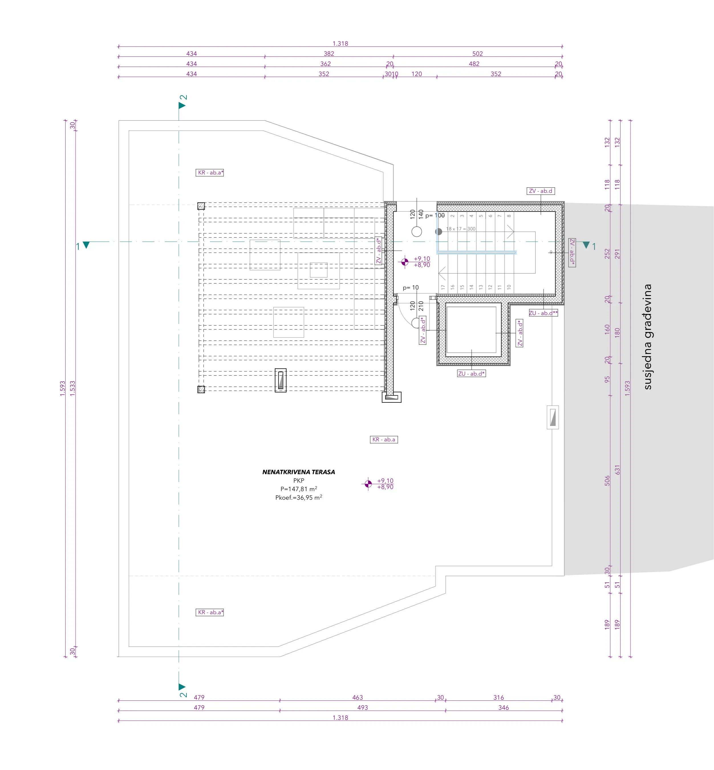 trogir, vrhunski penthouse stan sa spektakularnim pogledom, 88 m2 - slika 17