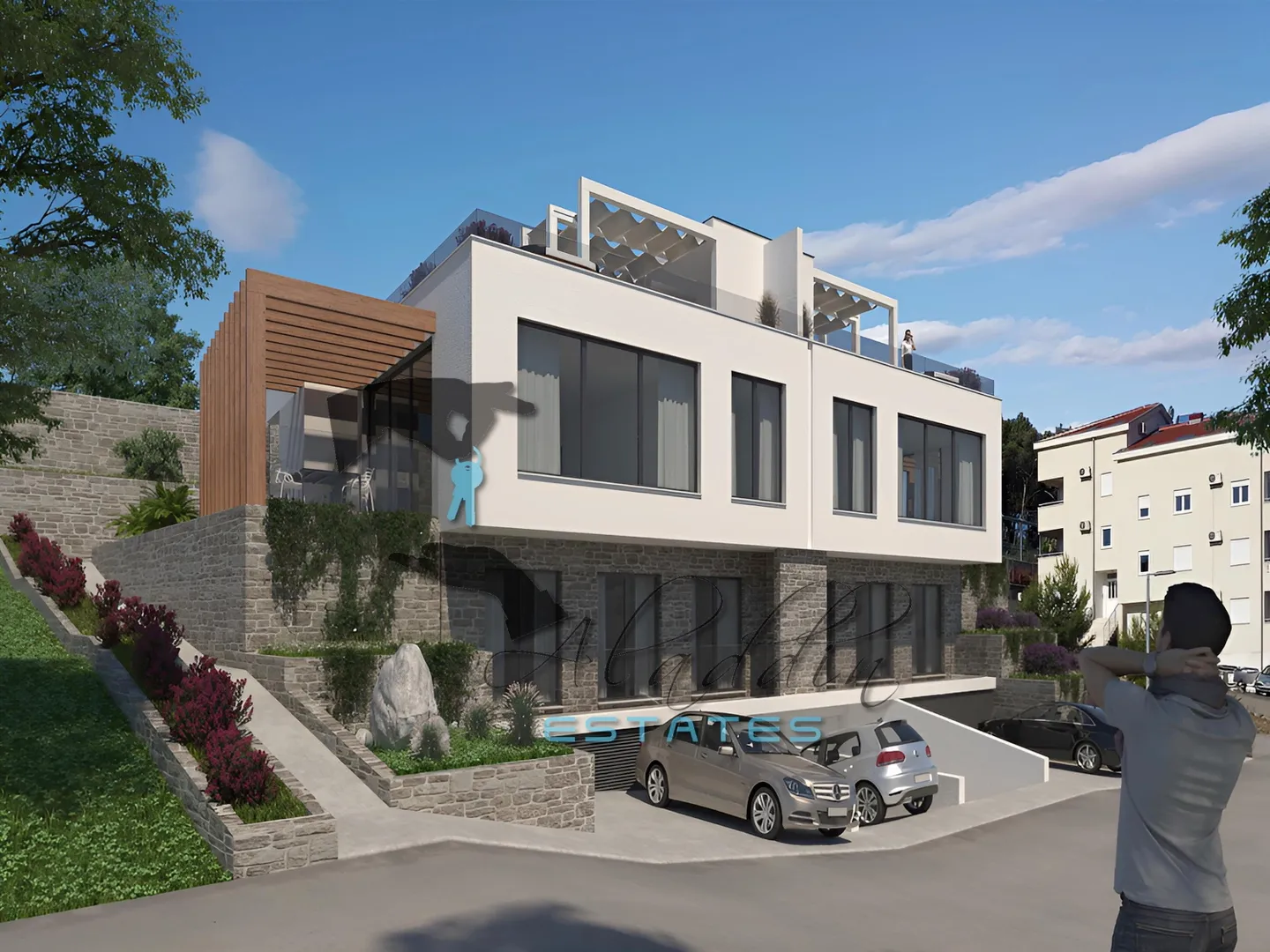Okrug Gornji, troetažna moderna vila s bazenom i prekrasnim pogledom, 217 m2 - Okrug Gornji, Okrug
