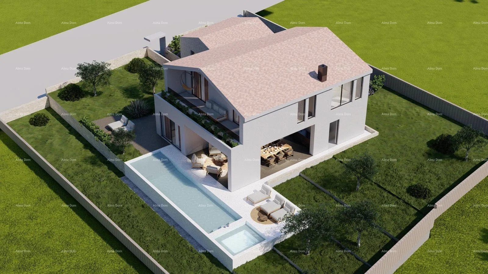 građevinsko zemljište tinjan – građevinsko zemljište 1.152 m² s dozvolom i projektom za kuću s bazenom - slika 3