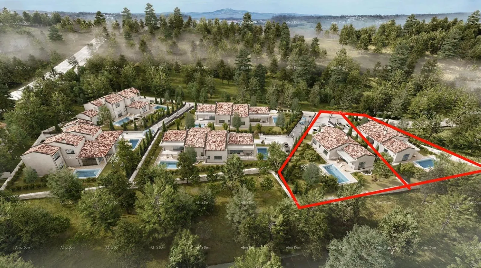 građevinsko zemljište barban - zemljište za gradnju s projektom (kuća s bazenom), 15 minuta do mora - slika 3