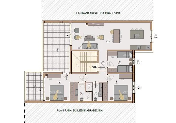 stan penthouse, stan 132m2, garaža + pm, u novom stambenom kompleksu, valdebek, pula! - slika 7