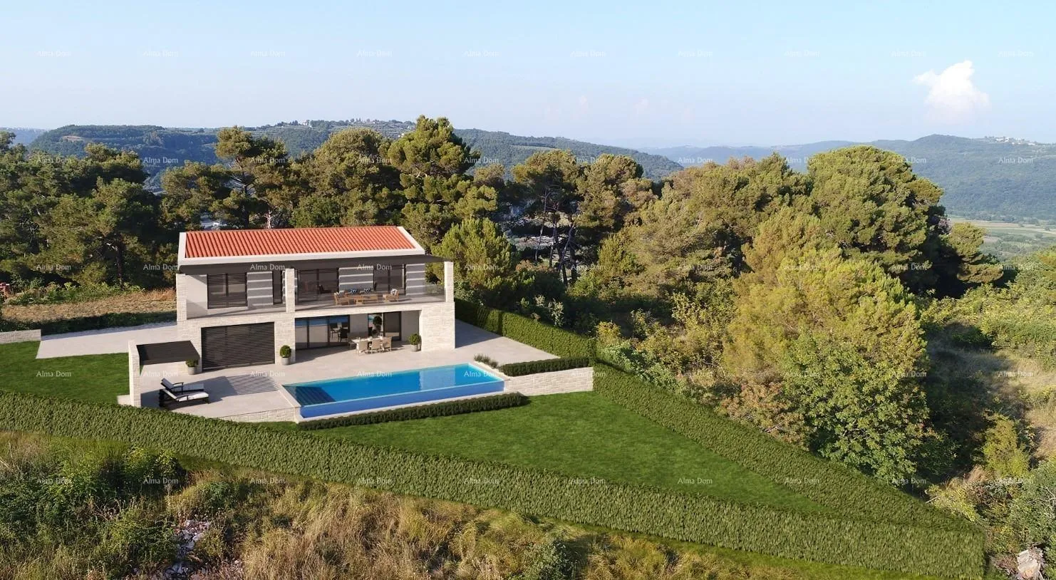 građevinsko zemljište na prodaju građevinsko zemljište s projektom kuće i bazenom – vrh, kaštel, buje - slika 2