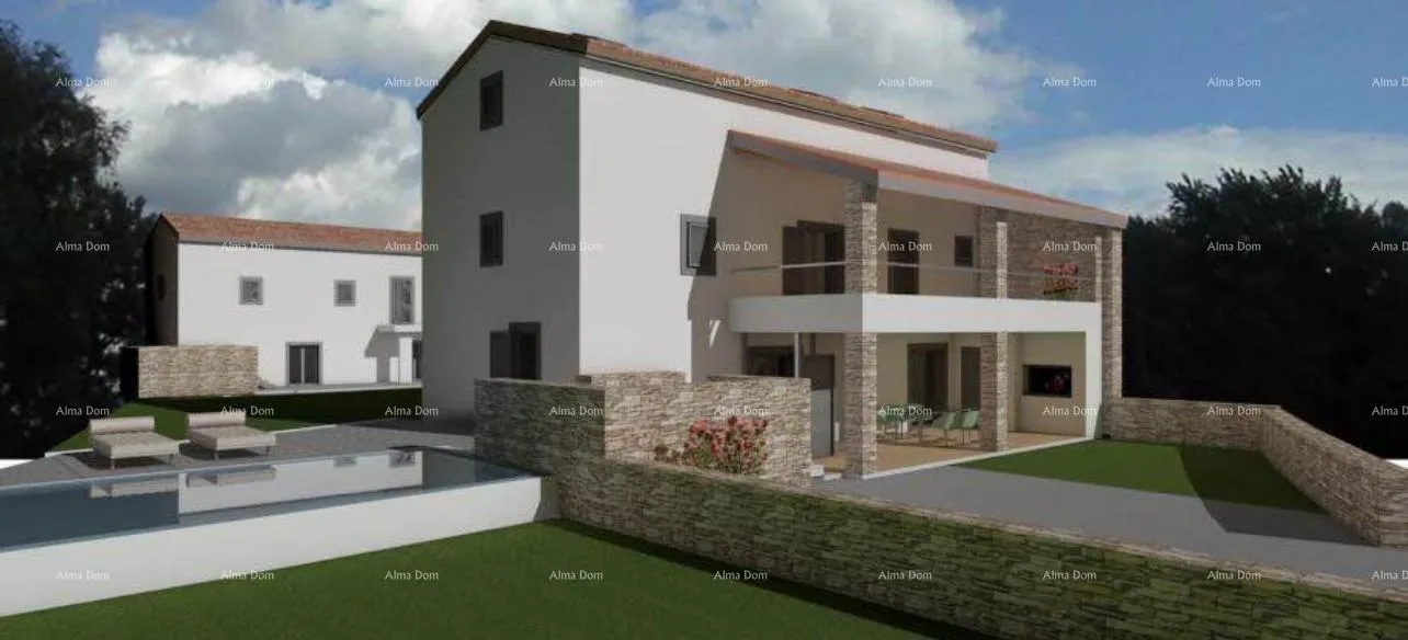 kuća kamena kuća za renovaciju s projektom, kanfanar! - slika 1