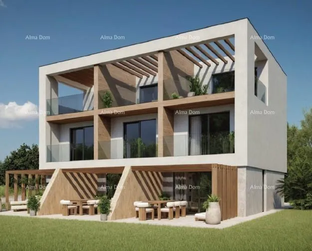 Stan Medulin, Moderni troetažni apartman s pogledom na more, tri zasebna apartmana.A2