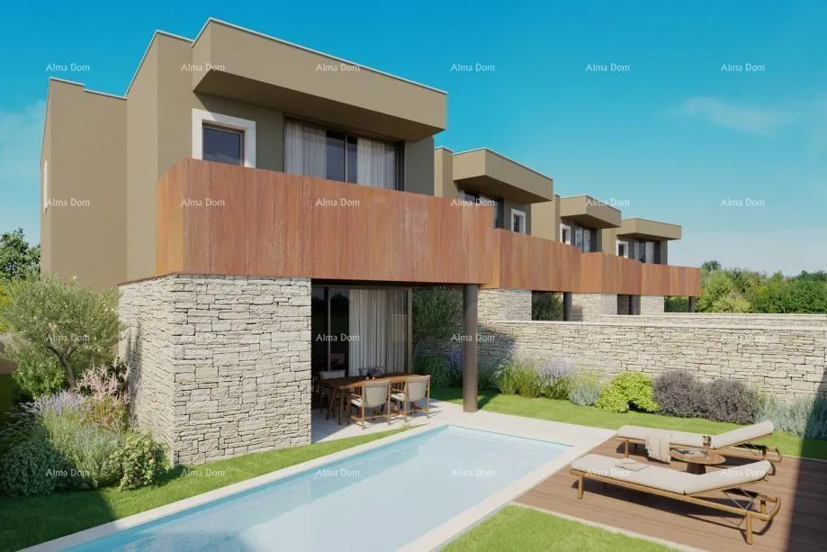 Kuća Bale. Moderna kuća u nizu s bazenom, 148,56 m²