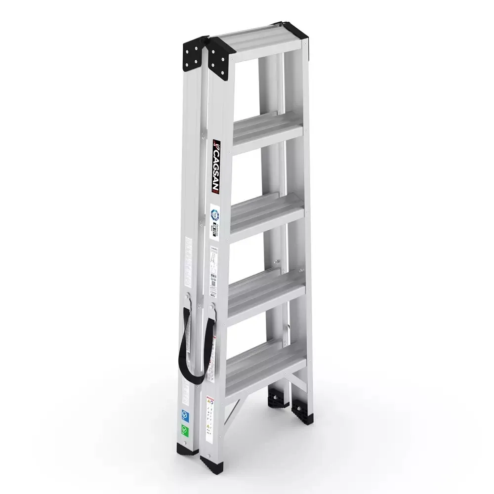 aluminijske ljestve dvostrane - 2x5 gazišta - cagsan - slika 2