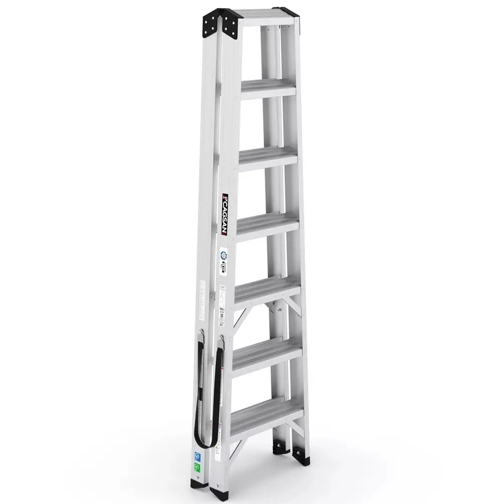 aluminijske ljestve dvostrane - 2x7 gazišta - cagsan - slika 2