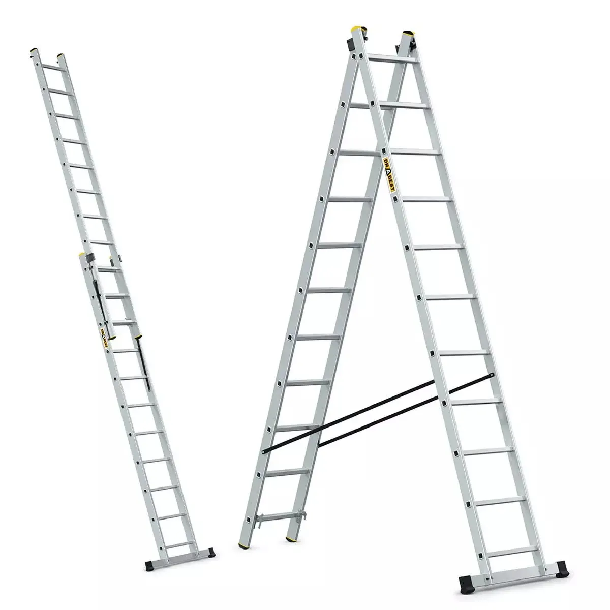 aluminijske ljestve profesionalne dvodijelne - 11 gazišta - slika 3