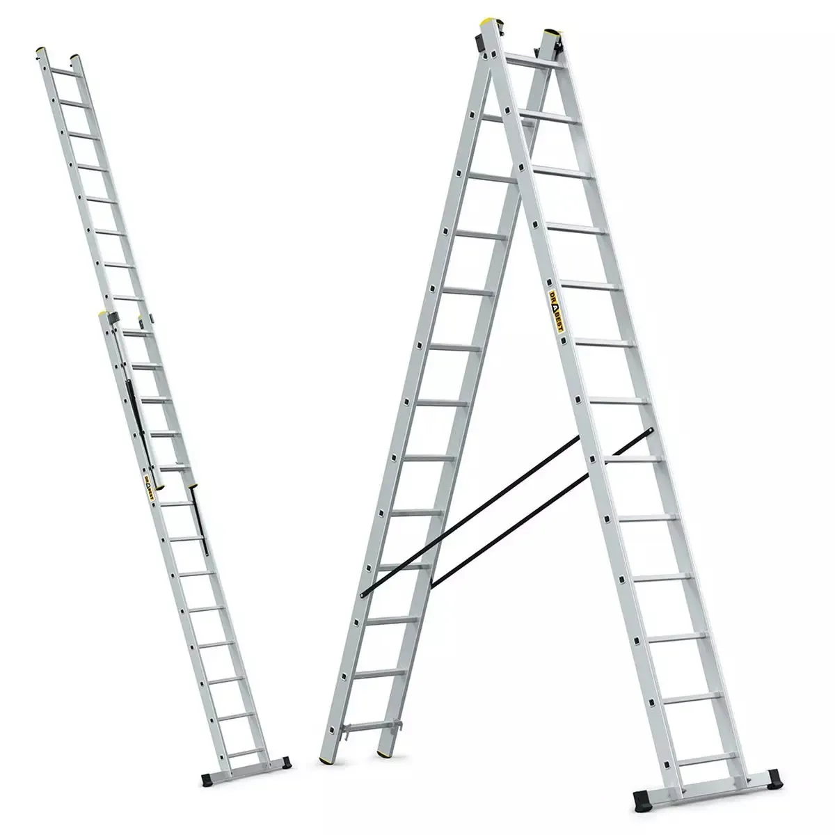 aluminijske ljestve profesionalne dvodijelne - 13 gazišta - slika 3