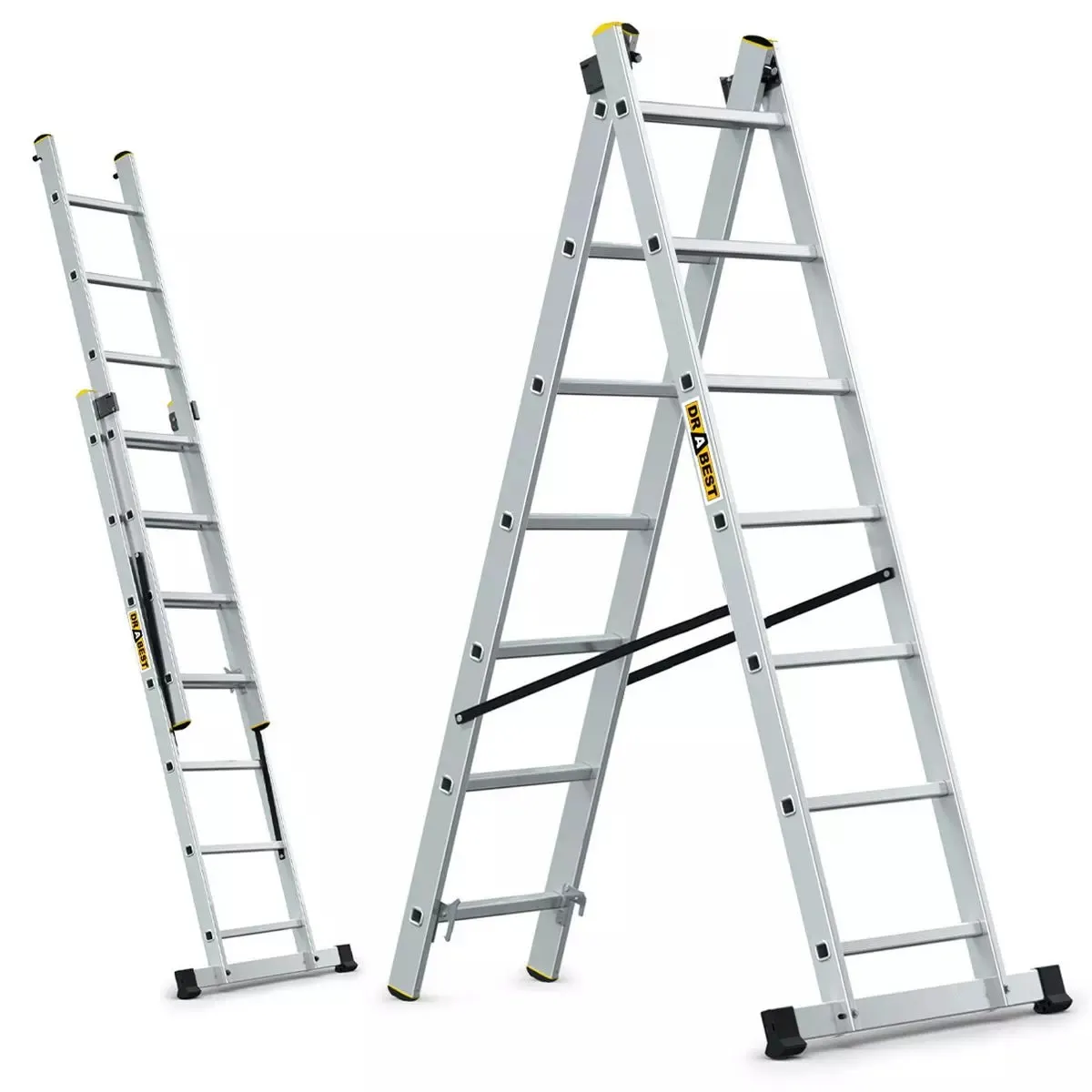aluminijske ljestve profesionalne dvodijelne - 7 gazišta - slika 3