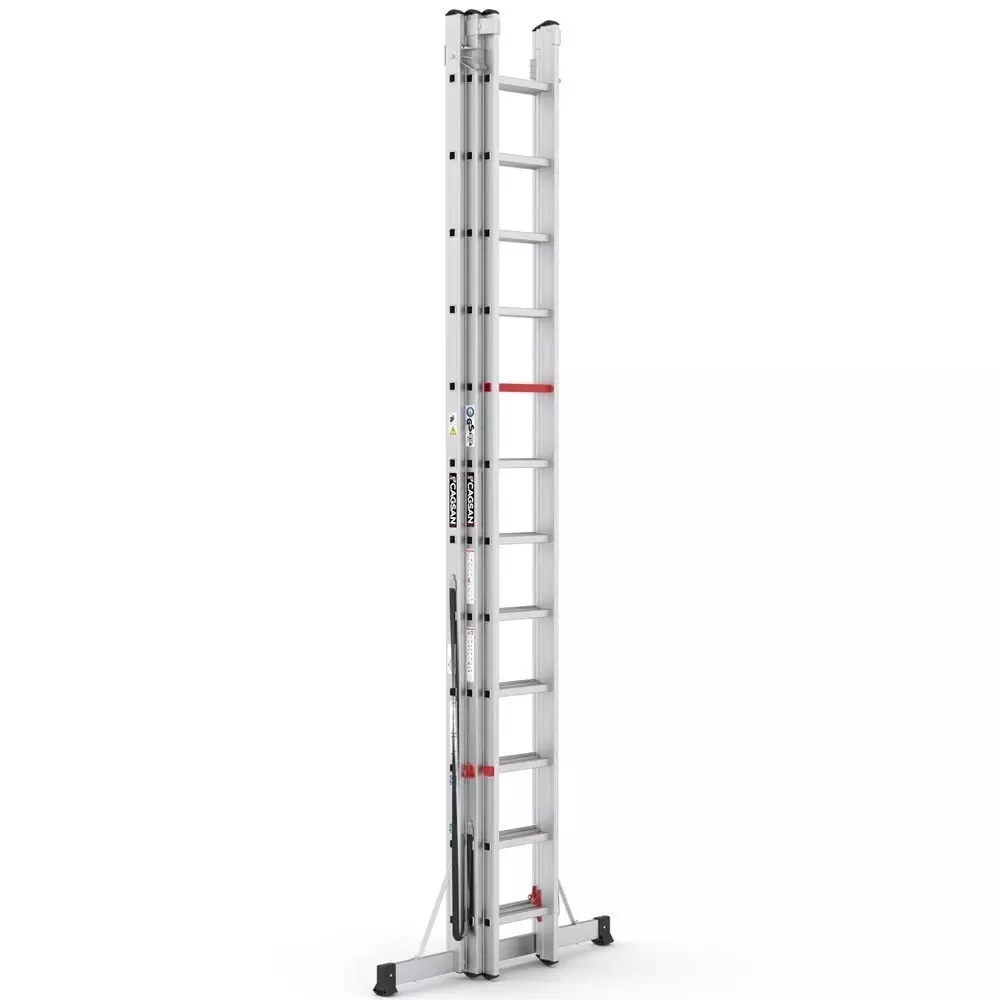 aluminijske ljestve profesionalne trodijelne - 3x12 gazišta - cagsan - slika 3