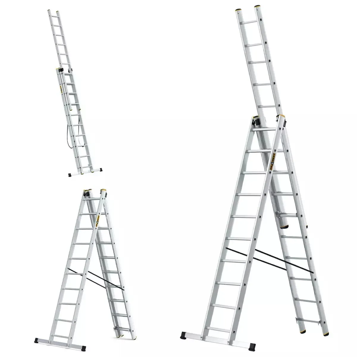 aluminijske ljestve profesionalne trodijelne 3x10 gazišta - slika 4