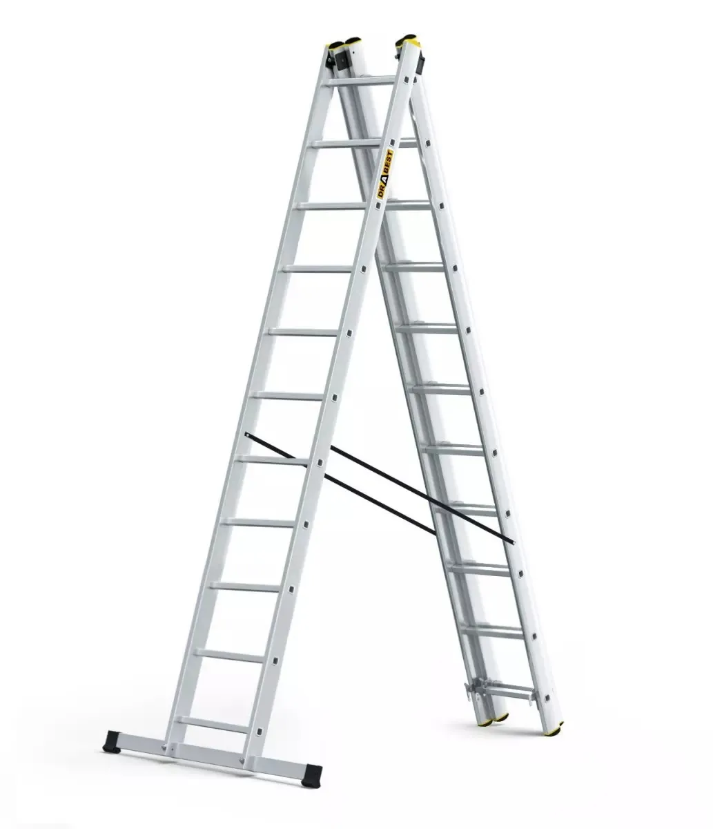 aluminijske ljestve profesionalne trodijelne 3x11 gazišta - slika 3