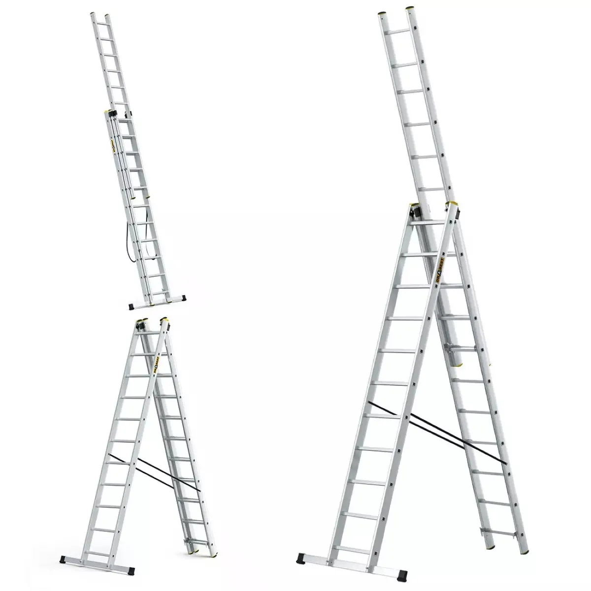 aluminijske ljestve profesionalne trodijelne 3x11 gazišta - slika 5