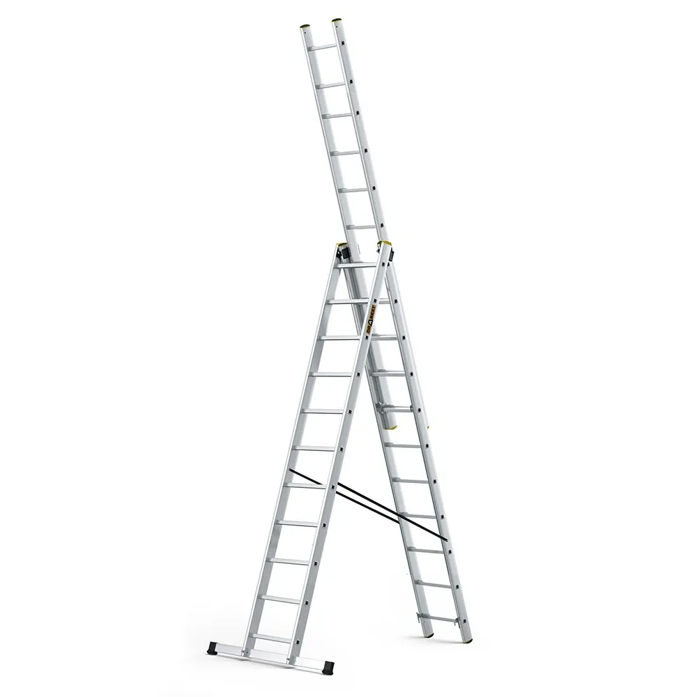 aluminijske ljestve profesionalne trodijelne 3x11 gazišta - slika 2