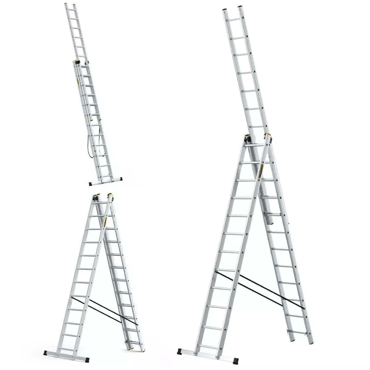 aluminijske ljestve profesionalne trodijelne 3x12 gazišta - slika 4