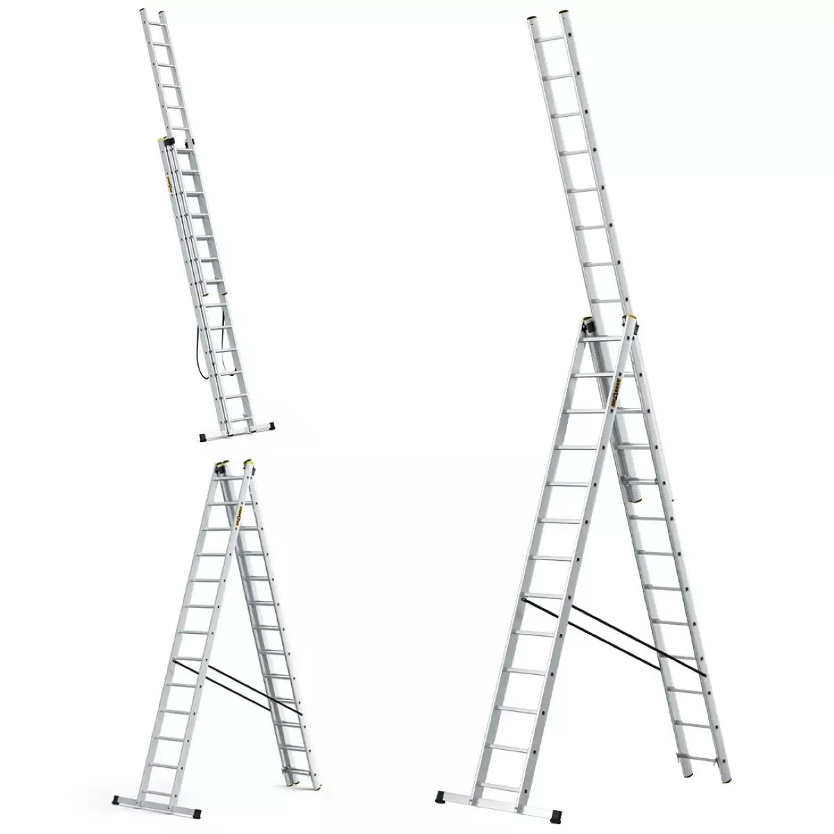 aluminijske ljestve profesionalne trodijelne 3x13 gazišta - slika 4