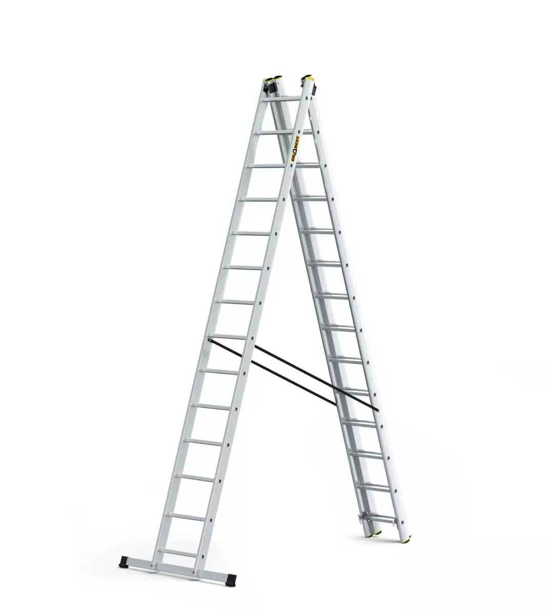 aluminijske ljestve profesionalne trodijelne 3x14 gazišta - slika 2