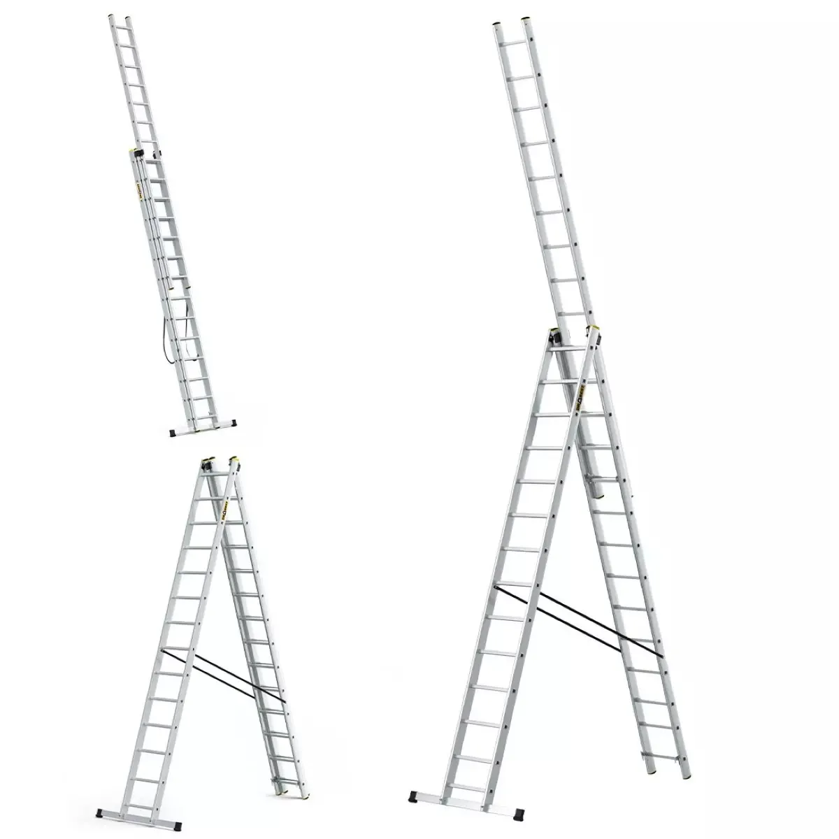aluminijske ljestve profesionalne trodijelne 3x14 gazišta - slika 4