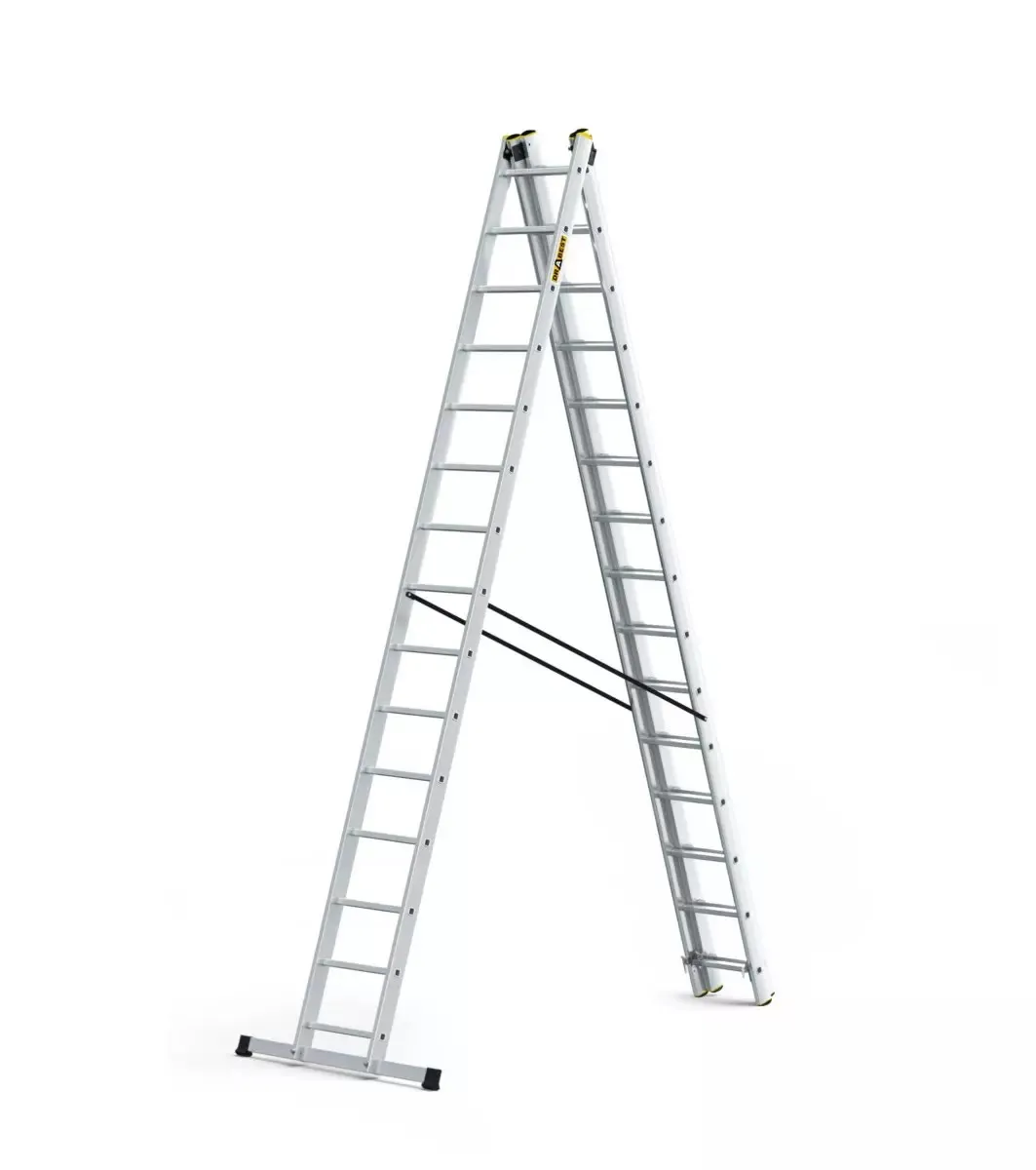 aluminijske ljestve profesionalne trodijelne 3x15 gazišta - slika 2