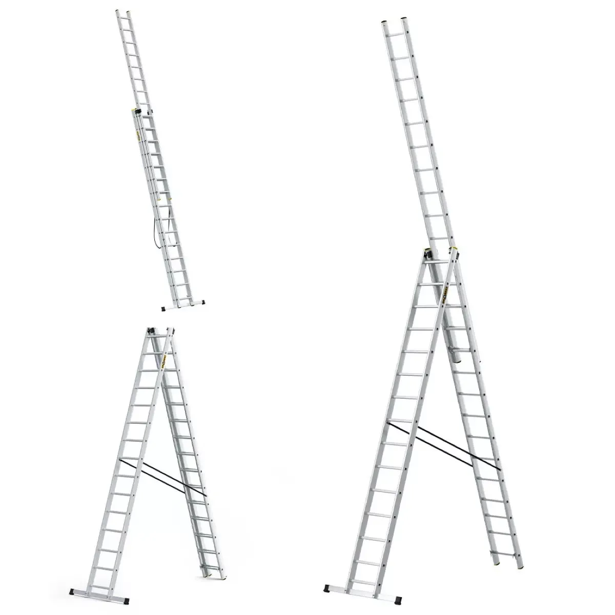 aluminijske ljestve profesionalne trodijelne 3x15 gazišta - slika 4