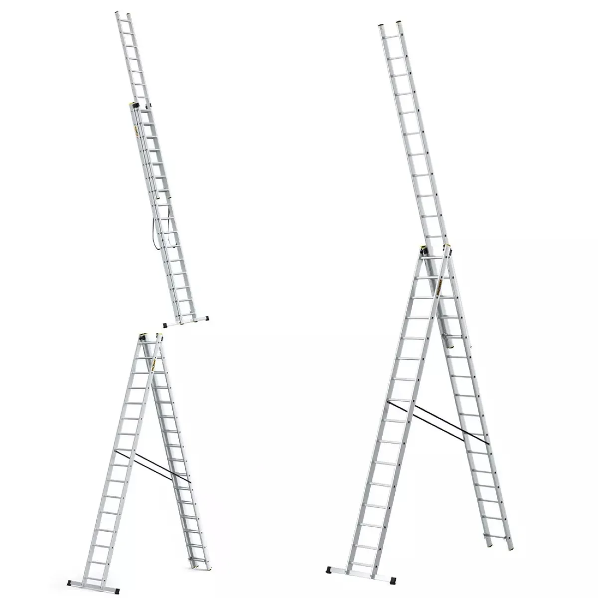 aluminijske ljestve profesionalne trodijelne 3x16 gazišta - slika 4