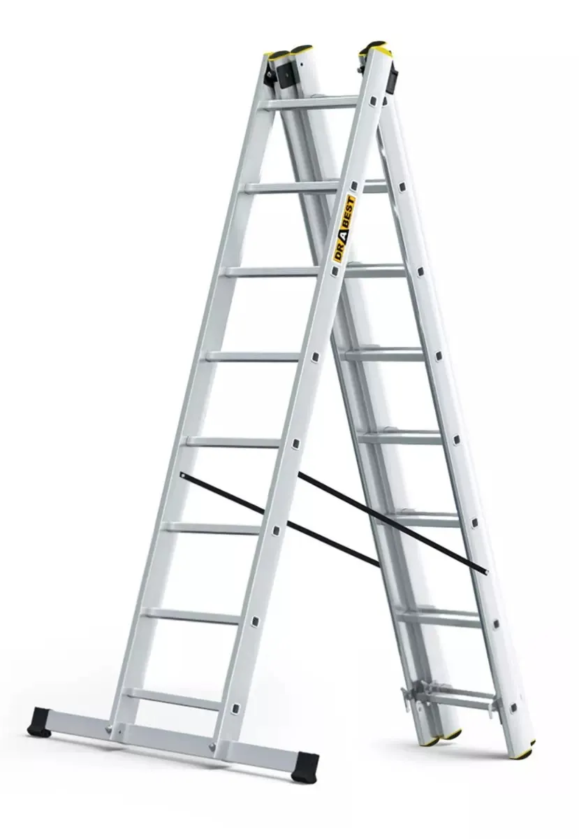aluminijske ljestve profesionalne trodijelne 3x8 gazišta - slika 2