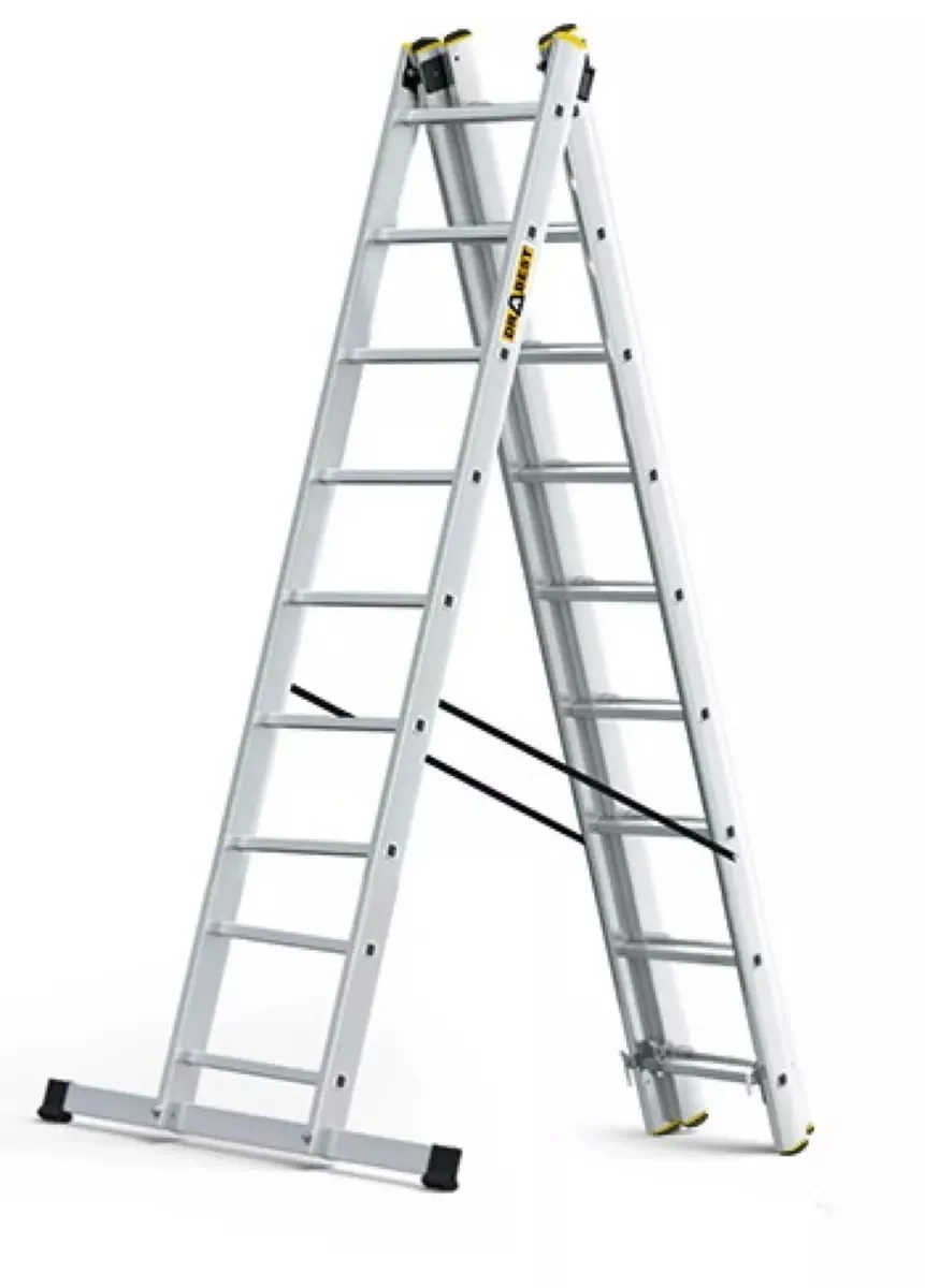 aluminijske ljestve profesionalne trodijelne 3x9 gazišta - slika 2